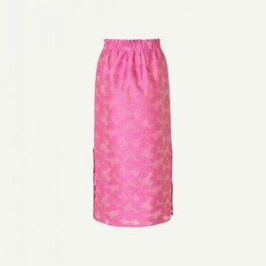 Samsoe Samsoe Pink Floral Jacquard Ruffle Elastic Waist Midi Bansa Skirt XXS NWT